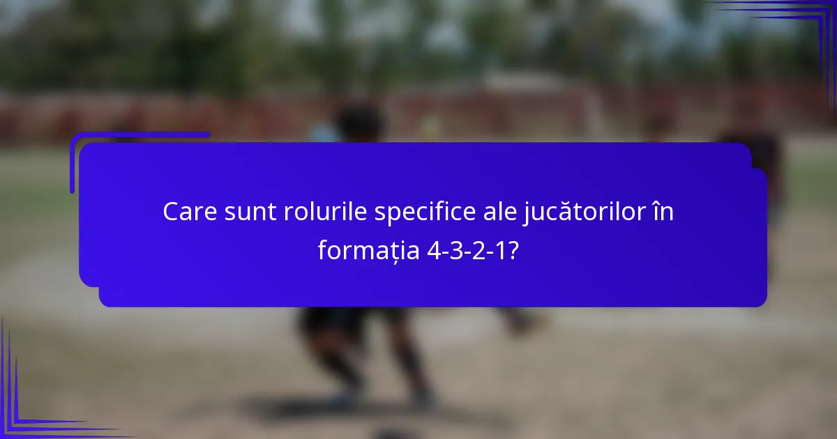 Care sunt rolurile specifice ale jucătorilor în formația 4-3-2-1?