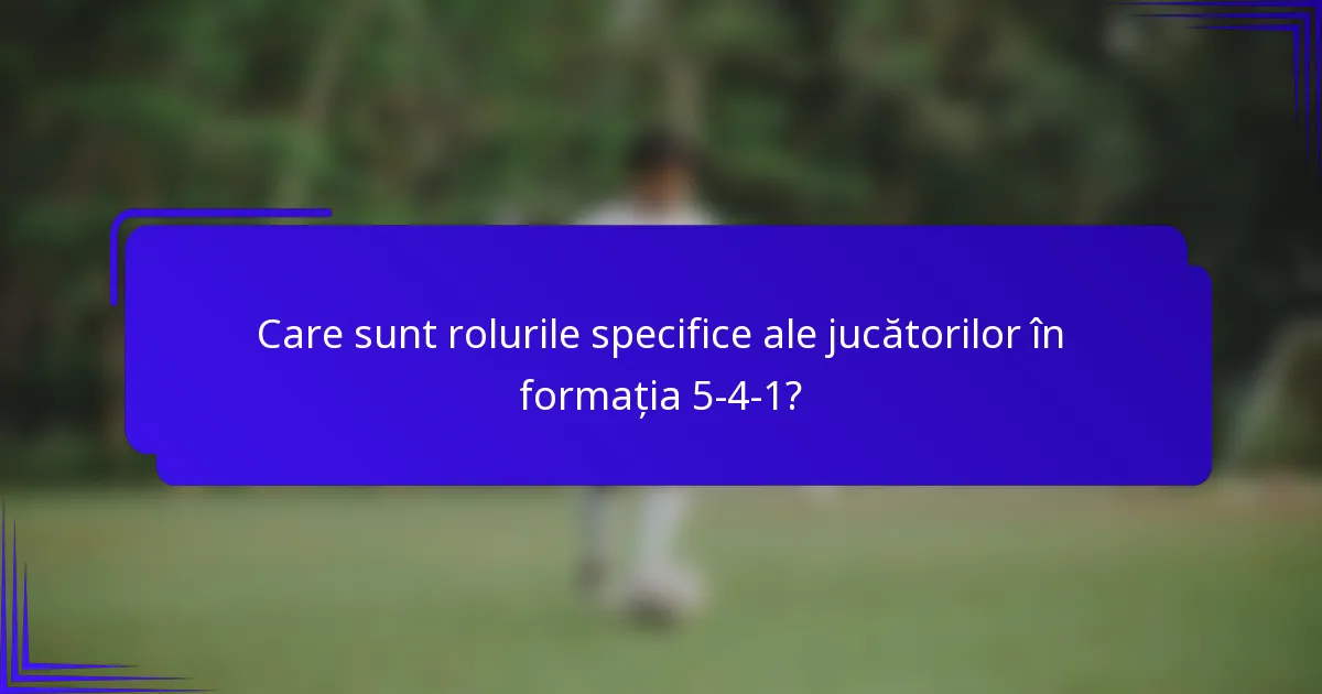 Care sunt rolurile specifice ale jucătorilor în formația 5-4-1?