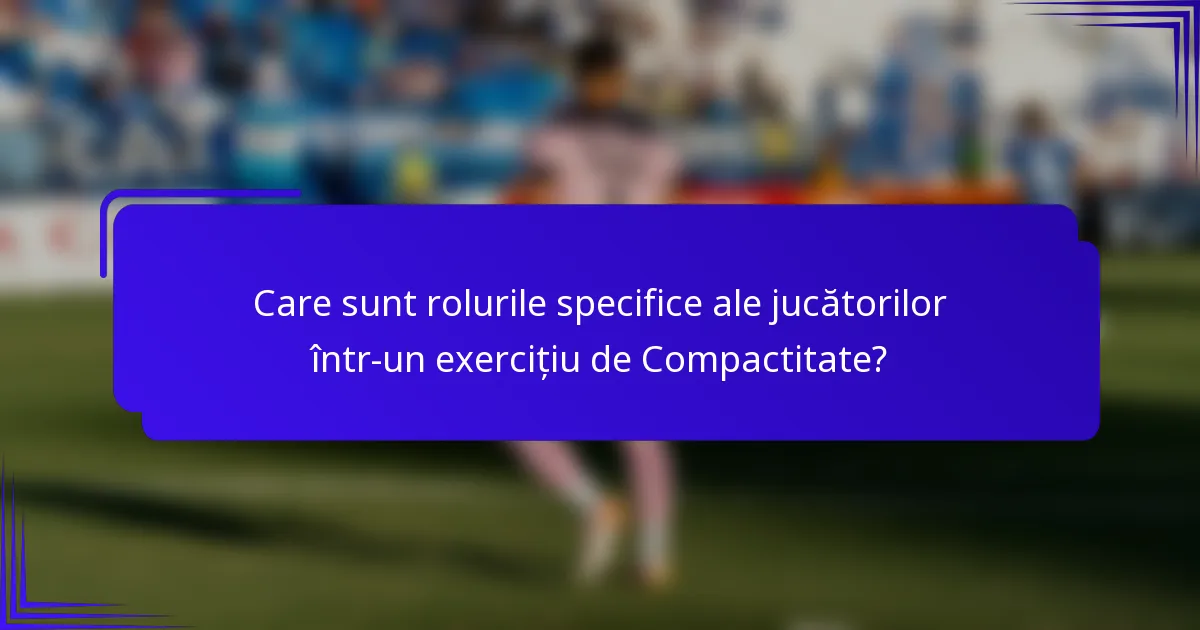 Care sunt rolurile specifice ale jucătorilor într-un exercițiu de Compactitate?