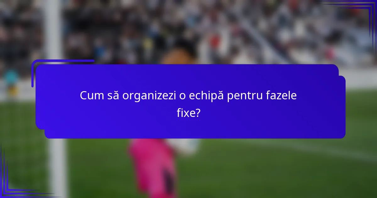 Cum să organizezi o echipă pentru fazele fixe?